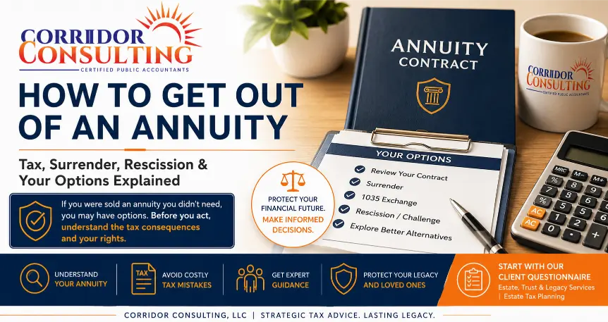 How to get out of an annuity, including surrender, rescission, 1035 exchange and tax considerations.