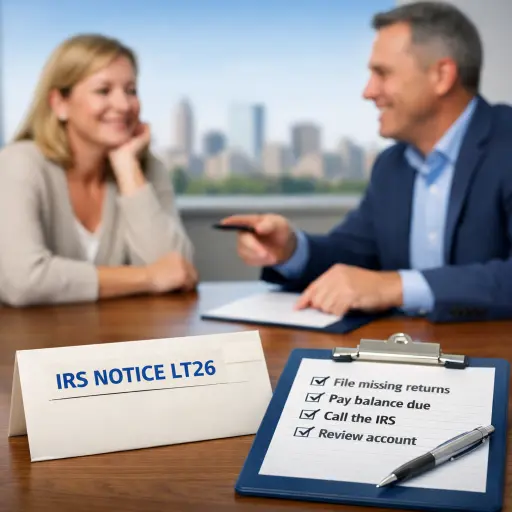 IRS Notice LT26 tax relief consultation with checklist, Cedar Rapids CPA.