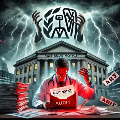 Doctor opening an IRS audit notice