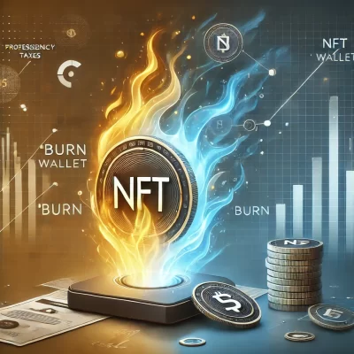 digital coin on fire NFT text