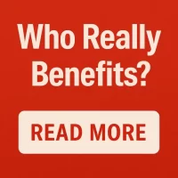 Graphic asking who really benefits from Trump Accounts and the Dell gift, highlighting billionaire tax breaks versus parents saving for kids.